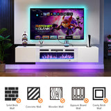 Breezestival 70" Floating TV Stand with 36" Electric Fireplace, Wall Mounted Fireplace TV Stand with Two Hinged Doors, Entertainment Center with LED Lights for Living Room, Bedroom, White Breezestival