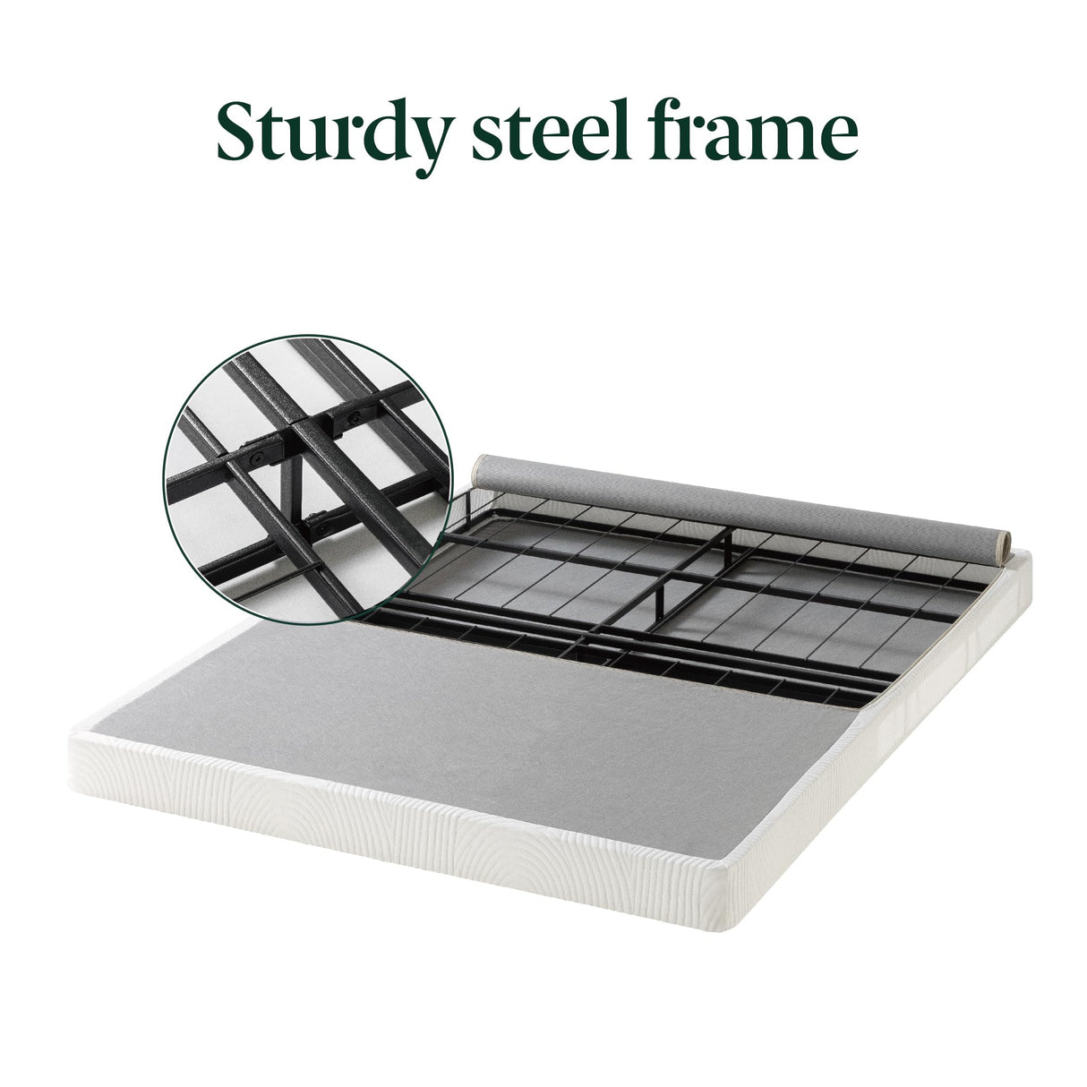 ZINUS 4 Inch Box Spring with Cover, No Assembly Mattress Foundation, Sturdy Metal Structure, Queen, White Zinus