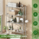 Ekisemio Over The Toilet Storage Shelf, 4-Tier Metal Over Toliet Bathroom Organizer Rack with Shelves, 70 Inch Tall, 4 Hooks and Paper Holder, Chrome Ekisemio