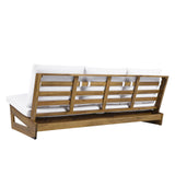 Christopher Knight Home Wicos Modern Acacia Wood Outdoor Sofa with Cushion, Wood Patio Sofa Chair Armless Design, Garden Backyard Outdoor Lounge Sofa Couch with Water-Resistant Cushion, Teak+White Christopher Knight Home