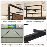 CSZZD Twin Loft Bed with U-Shaped Desk, Metal Loft Bed with LED Lights, Charging Station, Industrial Heavy Duty Bunk Loft Bed Frame with Desk and 3 Storage Drawers, 3 Pegboards, Safety Guard & Ladder CSZZD