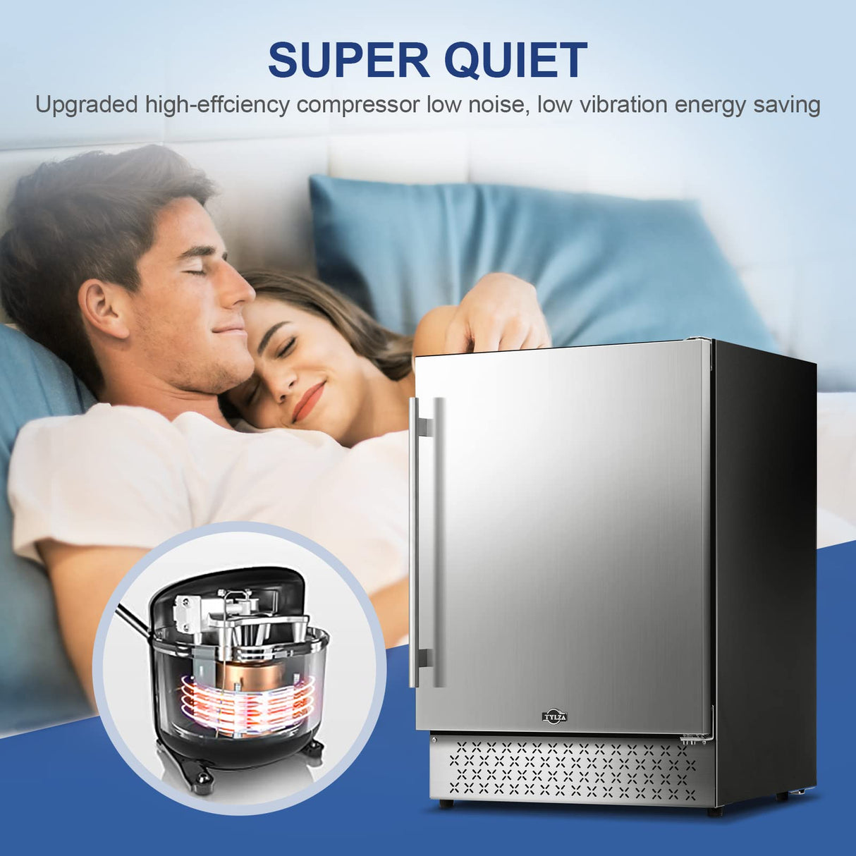 Tylza Outdoor Beverage Refrigerator 24 Inch, Stainless Steel Under Counter Beverage Cooler, 190 Cans Beer Fridge Built-in and Freestanding Beverage Fridge Tylza