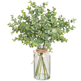 Zheart Fake Eucalyptus Stems in Glass Vase with Faux Water,14" Artificial Plants Eucalyptus Leaves for Shelf Desk Bathroom Farmhouse Room Coffee Table Home Decor (Sage Green) Zheart