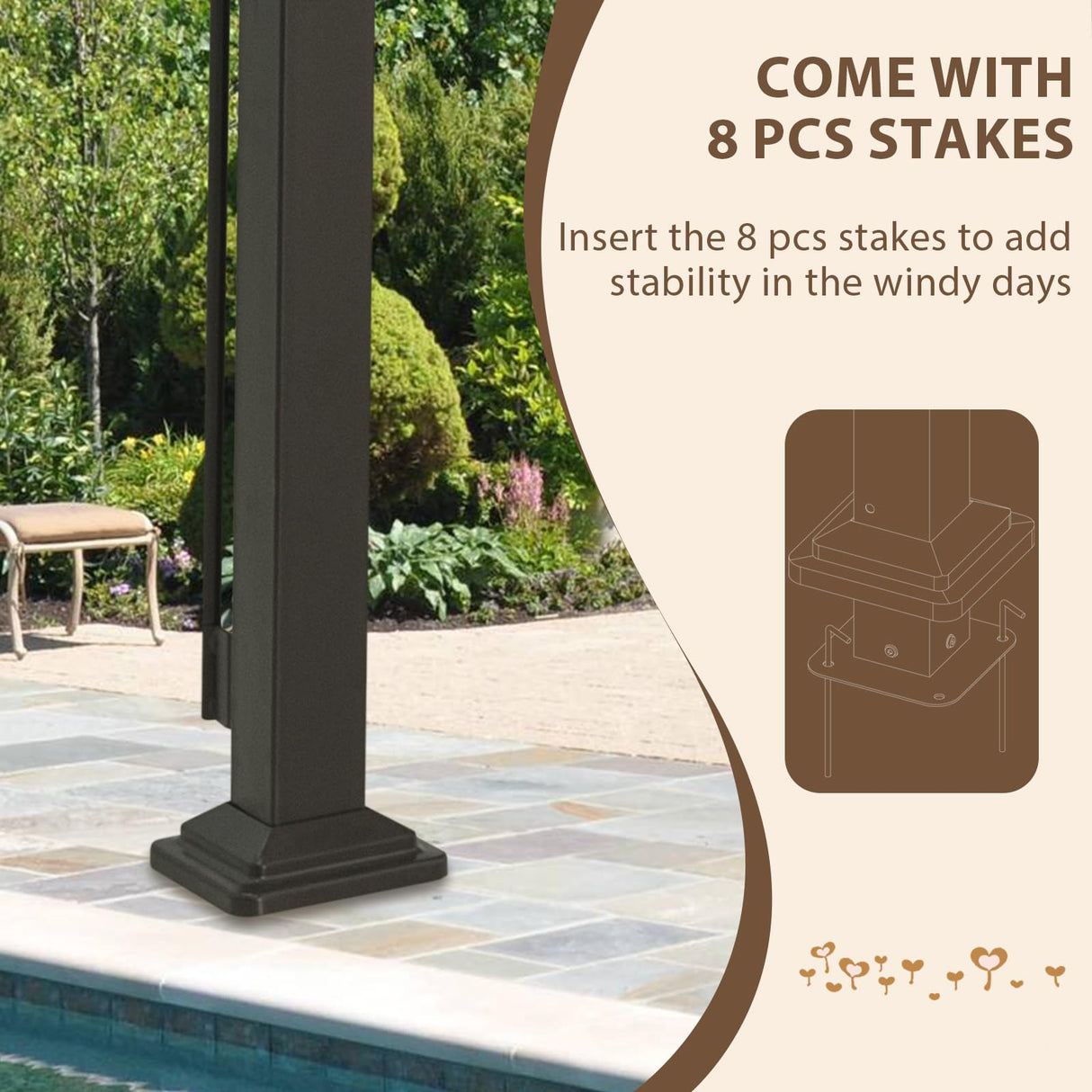 COOS BAY Outdoor Patio Pergola 10x10 ft with Retractable Sun Shade Canopy Top, Metal Frame Gazebo Sun Shade for Backyard, Deck, Garden and Poolside, Beige COOS BAY