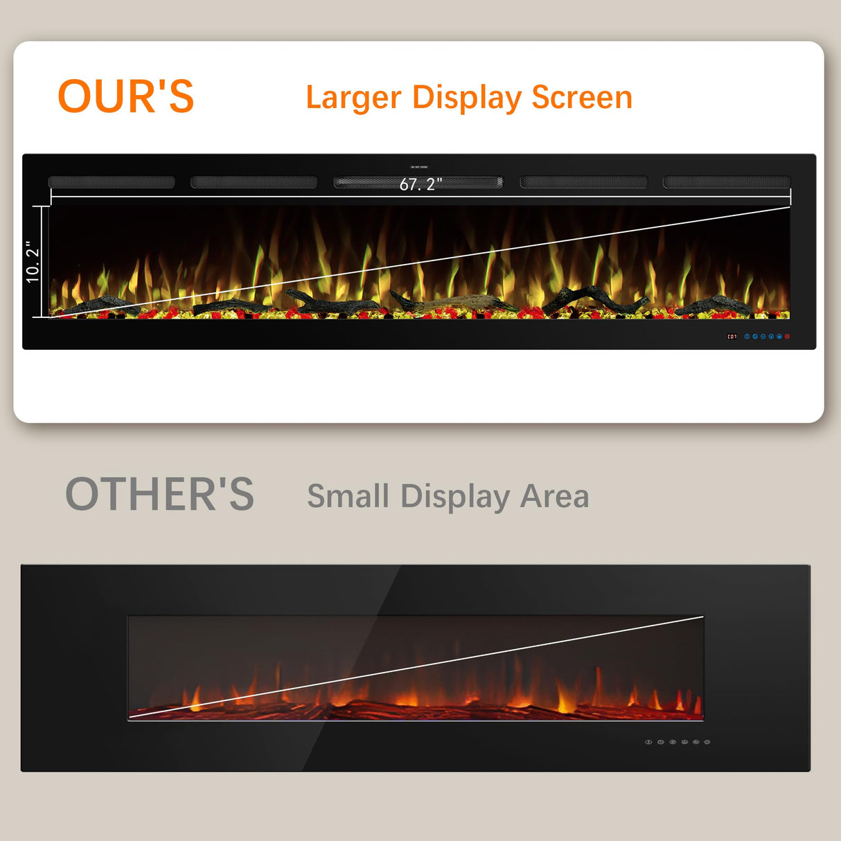 Kentsky 72" WiFi Electric Fireplace Inserts, Recessed and Wall Mounted Fireplace Heater W/Adjustable Flame Color & Brightness, Thermostat, 9H Timer, App and Remote Control, 750/1500W Kentsky