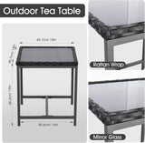 Temminkii Bistro 3 Piece Patio Furniture Set, Patio Table and Rattan Outdoor Rocking Chairs Set of 2, Outdoor Bistro Conversation Set for, Garden, Balcony, Poolside, Backyard, Beige Temminkii