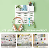 SHGJ&SOFT PegBoard Combination Kit, Pegboards and Accessories Modular Hanging, Wall Organizer Pegboard for Home and Office,24″×24″, Wall Mount Display Pegboard Panel Kits (White, 4 Pieces) SHGJ&SOFT