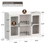 Ludatido Wine Bar Cabinet for Home, Liquor Cabinet with LED Lights, Power Outlet, Storage, Glass Door for Living Room, Dining Room, Home Bar - White Ludatido
