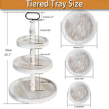 Krismax Decorative Tray - Cupcake Stand Three Tiered Tray Stand, Rustic Round Farmhouse Style Tiered Tray Decor, Farmhouse 3 Tiered Serving Tray, Holiday Decoration (White) Krismax