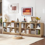 Joaxswe 8 Cube Storage Book Shelf, 52" Long Horizontal Bookshelf with Curved Edge, Floor Standing Wooden Cubby Bookcase with Base, Modern Low Console Book Case, TV Stand for Living Room, Natural Oak Joaxswe