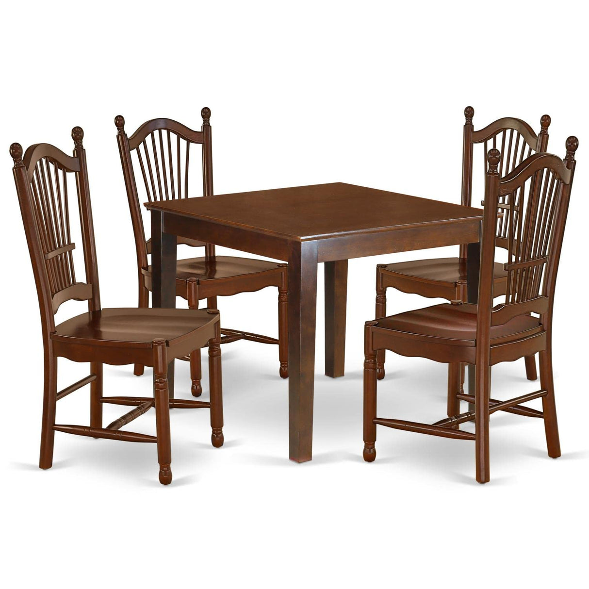 East West Furniture OXDO5-MAH-W Oxford 5 Piece Modern Set Includes a Square Wooden Table and 4 Dining Room Chairs, 36x36 Inch East West Furniture