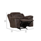 Benzara Henry Manual Rocker Recliner Chair, Pillow Tuft Dark Brown Microfiber Benzara