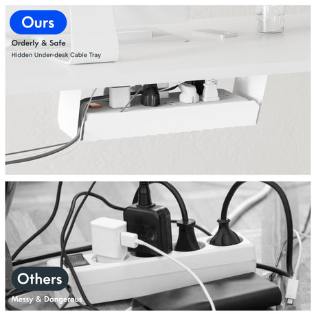 FLEXISPOT EN2 Electric White Stand Up Desk 48 x 30'' Whole-Piece Desktop Adjustable Height Standing Desk with Desk Clamp Power Strip, Cable Management (White Frame + 48" White Desktop, 2 Packages) FLEXISPOT