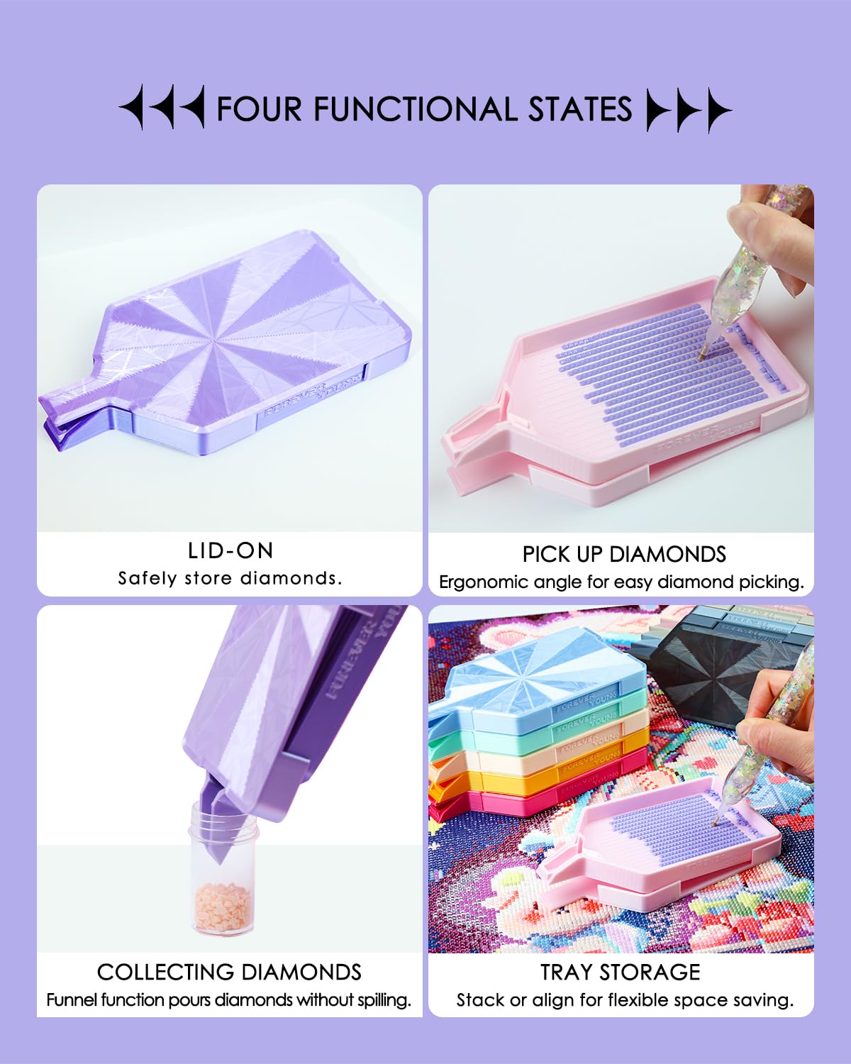 ForeverYoung Crystalline Diamond Art Trays with Lids Diamond Painting Accessories, 2-Piece Diamond Painting Trays with Lids, Silky Diamond Art Accessories and Tools, Alpine Lake forever young