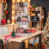 Quimoy 19 Pcs Christmas Tiered Tray Decor, Winter Tiered Tray Decorations Set Snowflake Candy Canes Xmas Tree Wooden Sign, Christmas Table Decor for Home Kitchen, Rustic Farmhouse Party Favors Quimoy