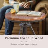 FUBIRUO Dia 19.7" Round Pub Table Height Adjustable with 360 Swivel Solid Wood Tabletop for Dining Bistro Cafe Home Bar, Rustic Brown FUBIRUO