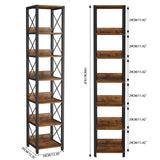 IBUYKE 6-Tier Tall Narrow Corner Bookcase for Small Space Storage in Rustic Brown IBUYKE