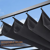 HAPPATIO 10' X 13' Outdoor Retractable Pergola Canopy for Deck, Backyard, Patio, Aluminum Pergola with Sun Canopy, Includes Ground Studs and Expansion Screws (Grey) HAPPATIO