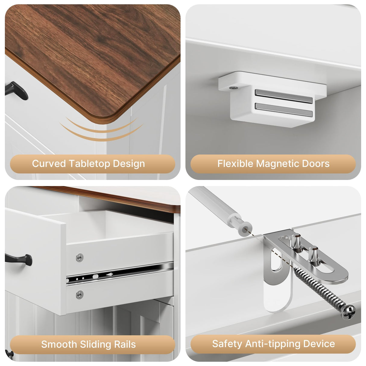 Gizoon Farmhouse Storage Cabinet with 3 Drawers, Wood Buffet Sideboard with Adjustable Shelf, Large Cupboard for Kitchen, Dining Room, Living Room, Entryway, Retro Gizoon