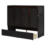 Merax Murphy Bed with USB Port and a Large Drawer, Converts to Cabinet, Sturdy Cabinet Bed for Bedroom, Full Size, Espresso Merax