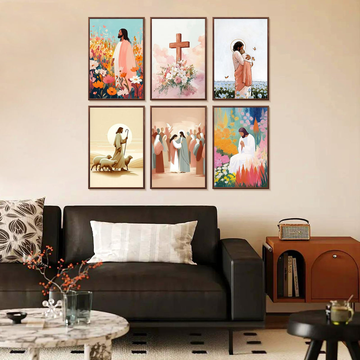 Yezavesu 6 Pack Paint by Numbers Kit for Adults Beginner 8x12 Inch, Jesus Adult Paint by Number Kits on Canvas Without Frame, DIY Acrylic Christ Religious Painting by Numbers for Home Wall Decor Gift Yezavesu