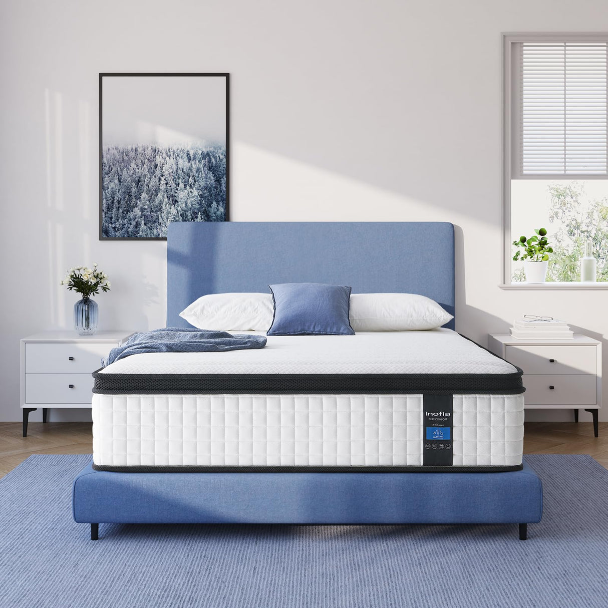 Inofia Twin Size Mattress, 14 inch Hybrid Twin Mattress in A Box,Ultra Comfort Memory Foam Layer, Medium Feels, Cooling Breathable Cover,Low Motion Transfer Supports for Any Sleep Position Inofia
