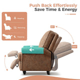 ANJ Push Back Recliner Chair, Textured Fabric Overstuffed Wingback Recliner, Adjustable Pushback Chair with Padded Seat and Back, Single Reclining Sofa for Living Room, Bedroom(Retro Brown) ANJ