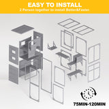 Mxsunh Large Catio Outdoor Cat Enclosure,Weatherproof Outdoor Cat House for Mulitiple Cats Play with 4 Platforms,5 Windows,Sunshine Roof,for Patio,77" L x 33.5" W x 70" H(Grey) MXSUNH