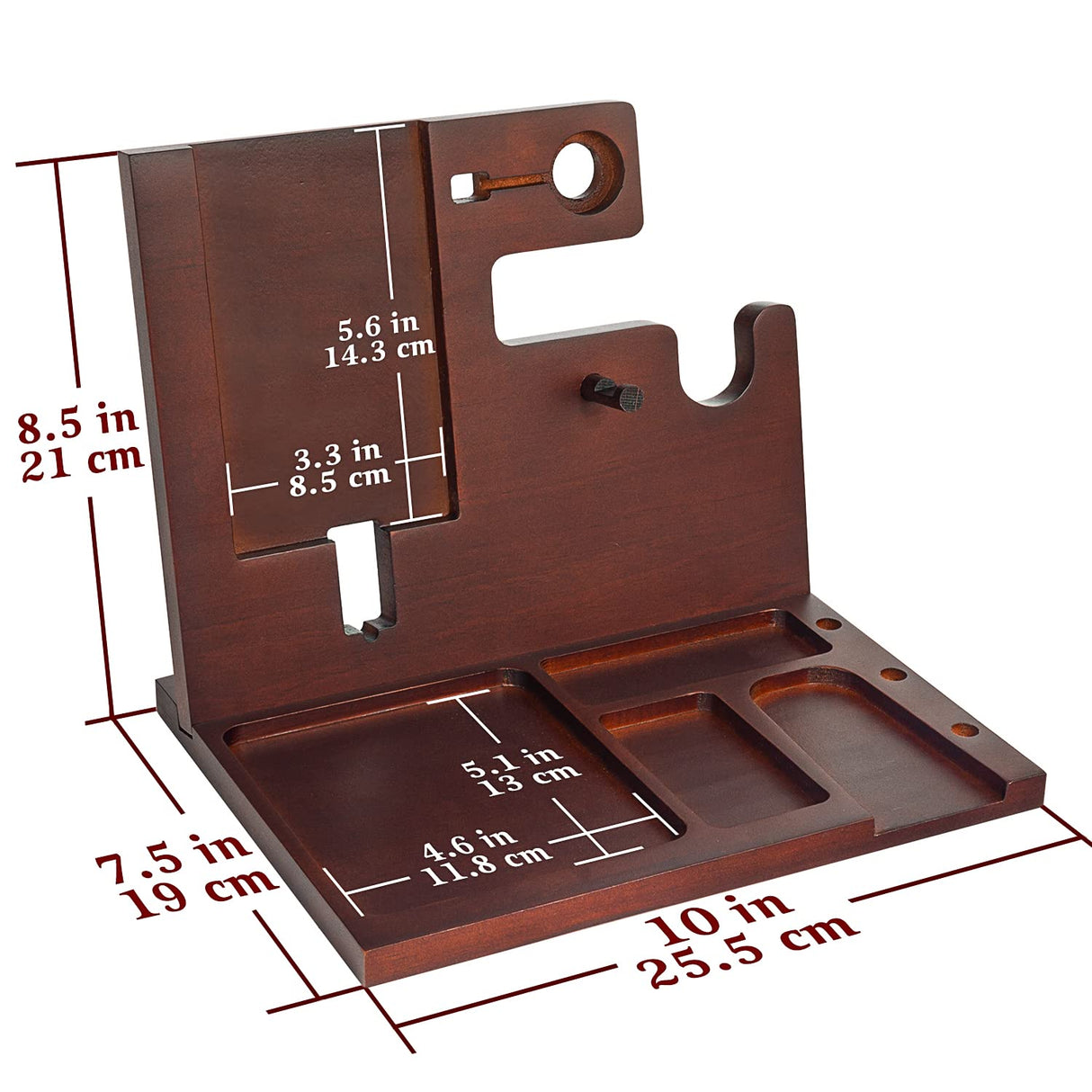 Police Officer Wood Docking Station, Nightstand Organizer for Men with Gun Holder, Pistol Rack, Phone Stand, iWatch Charging, Ring Holder, Pen Slot - Gifts for Police Officer, Husband, Boyfriend, Dad awofer