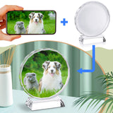 Qunclay 6 Pcs Sublimation Blanks Crystal Sublimation Canvas Blanks Decorative Heat Transfer Photo Frame Crystal Picture Frame for DIY Custom Tabletop Supplies (Round,4 x 4 in) Qunclay