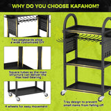 KAFAHOM Power Tool Organizer Cart with Charging Station,Garage Floor Rolling Storage on Wheels for Mechanic,Mobile 8 Drill Holder, Utility Cart with Battery Charging 8 Outlet Power Strip KAFAHOM