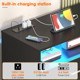 Bigbiglife Dresser for Bedroom, 6 Drawer Dresser with Charging Station and Led Light, Modern Chest of Drawers for Bedroom, Living Room,Black Bigbiglife