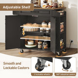 RALGEND Kitchen Island with Power Outlets & Drop Leaf, Rolling Kitchen Cart on Wheels, Kitchen Storage Island with Spice Rack and Drawer for Kitchen, Dinning Room, Black and Rustic Brown RALGEND