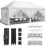 VINGLI 10x20 Pop Up Canopy Tent with Sidewalls, Commercial Outdoor Canopy Tent Pop Up Gazebo Party Tent Wedding Tents with Sandbags & Rolling Bag VINGLI
