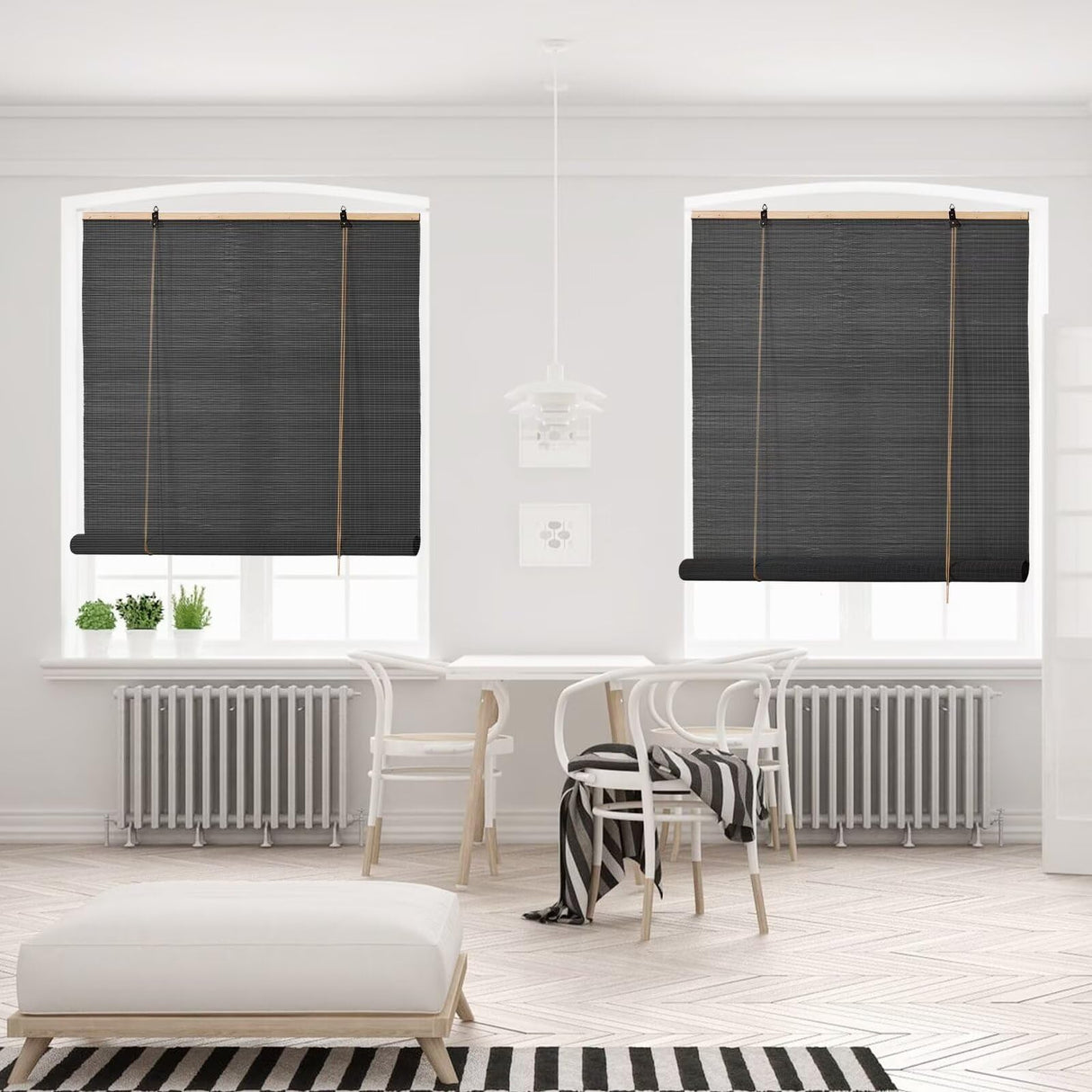 Bamboo Roller Blinds Shades,Outdoor Bamboo Roll Up,Vertical Lifting,Natural,Breathable,Waterproof Roller Shades for Privacy Protection,Sun Shade,Blackout,Ventilation,Easy Installation,35x72in（WxH BAYUE