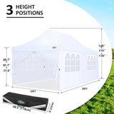 COBIZI 10x20 Pop Up Canopy with 6 Sidewalls, Conical Party Tent 10x20 with 3 Adjustable Height Waterproof, UV-Resistant with Carry Bag, Sandbag, Stake, Tents for Parties, Commercial (Frame Upgraded) COBIZI