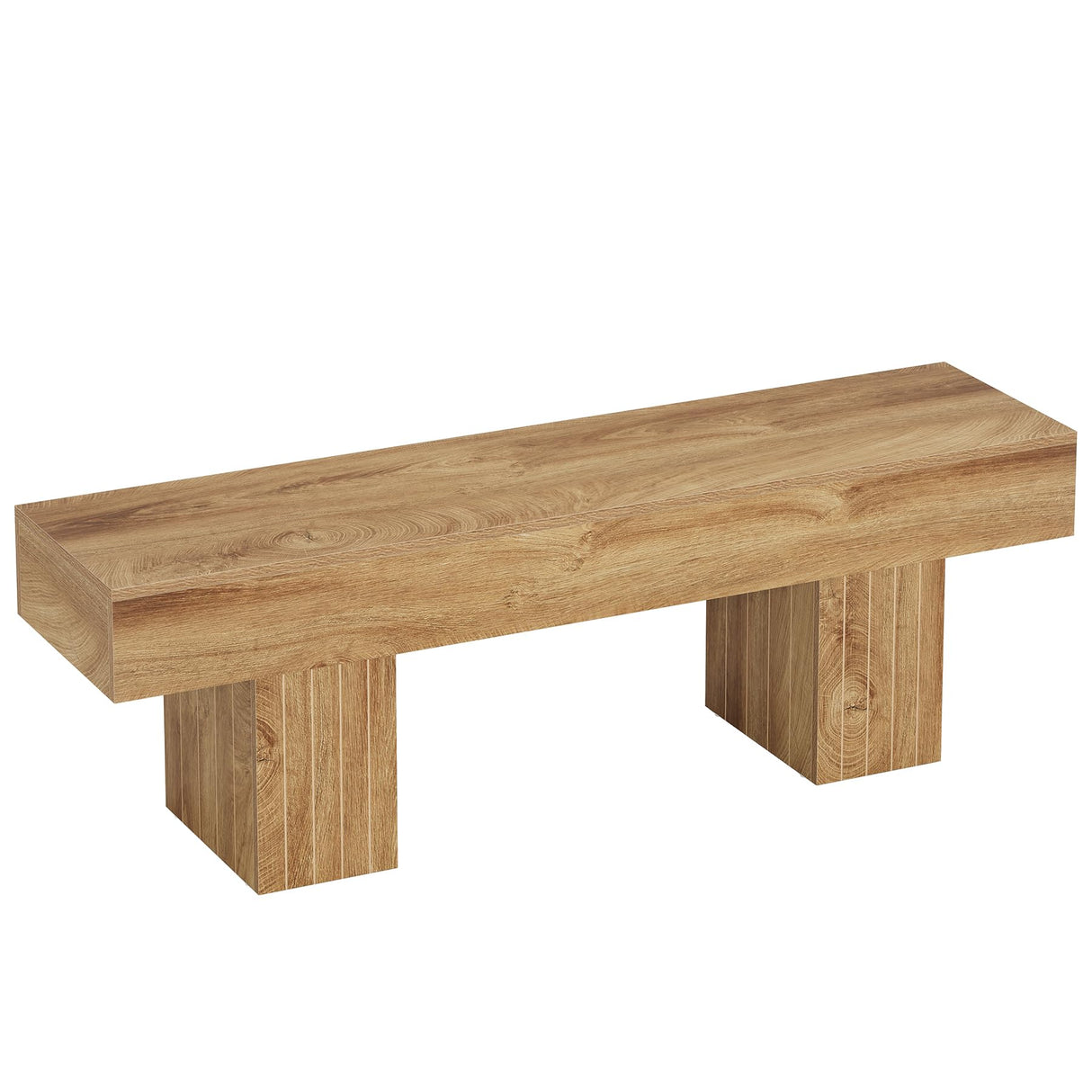 Tribesigns 55" Entryway Bench, Farmhouse Wooden End of Bed Bench, Long Dining Bench, Indoor Bench for Bedroom, Hallway, Dining Room, Mudroom, Light Brown Tribesigns