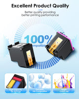 TECKKIN 64XL Ink Cartridges Black/Color Combo Pack Replacement for HP Ink 64 64XL for HP Envy Photo 7855 7858 7155 7120 Printer (1 Black, 1 Color) TECKKIN