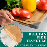 Bamboo Cutting Board, Empune Wood Cutting Boards for Kitchen with Non-slip Rubber Feet Wooden Chopping Board for Meat and Vegetables, XL Empune