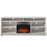 Ameriwood Home Hendrix Fireplace TV Stand for TVs up to 65 Inch, Replaceable Electric Fireplace Insert Heater, Realistic Log and Flame Effect, For Living Room or Bedroom, Ivory Oak Ameriwood Home