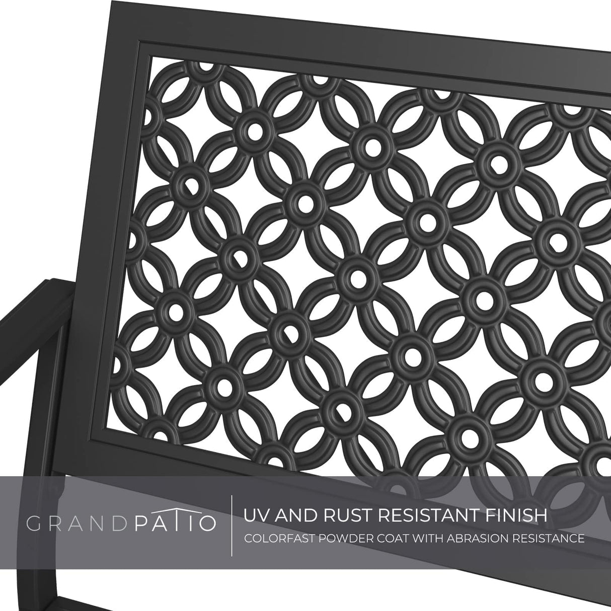 Grand patio 50" Outdoor Bench, Garden Benches with Anti-Rust Metal Powder Coated Frame, Patio Bench for Front Porch Park Outside Furniture Decor, Black Grand patio