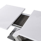 Cherry Tree Furniture High Gloss White Extendable Dining Table 6 to 8-Seater with Stainless Steel Base Cherry Tree Furniture