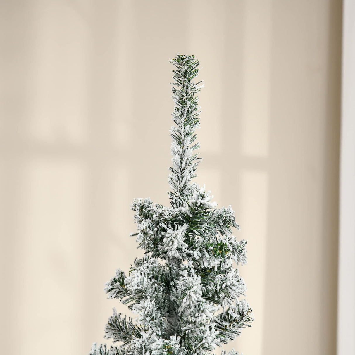 HOMCOM 6' Tall Unlit Snow-Flocked Slim Artificial Christmas Tree with Realistic Branches and 492 Tips HOMCOM