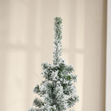 HOMCOM 6' Tall Unlit Snow-Flocked Slim Artificial Christmas Tree with Realistic Branches and 492 Tips HOMCOM