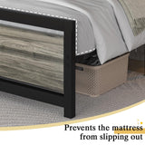 Catrimown Heavy Duty Full Size Bed Frame with Stylish Washed Grey Wood Headboard and Footboard Catrimown