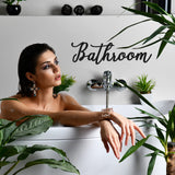 Jetec Iron Farmhouse Metal Sign Rustic Letter Sign Farmhouse Door Wall Art Vintage Room Wall Art with Black Letter(Bathroom) Jetec