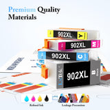 LxTek Compatible Ink Cartridge Replacement for HP 902XL Ink Cartridges Combo Pack, Replacement for HP 902 Ink Cartridges Compatible with Officejet 6978 6968 6962 6958 Printer (4 Pack) LxTek