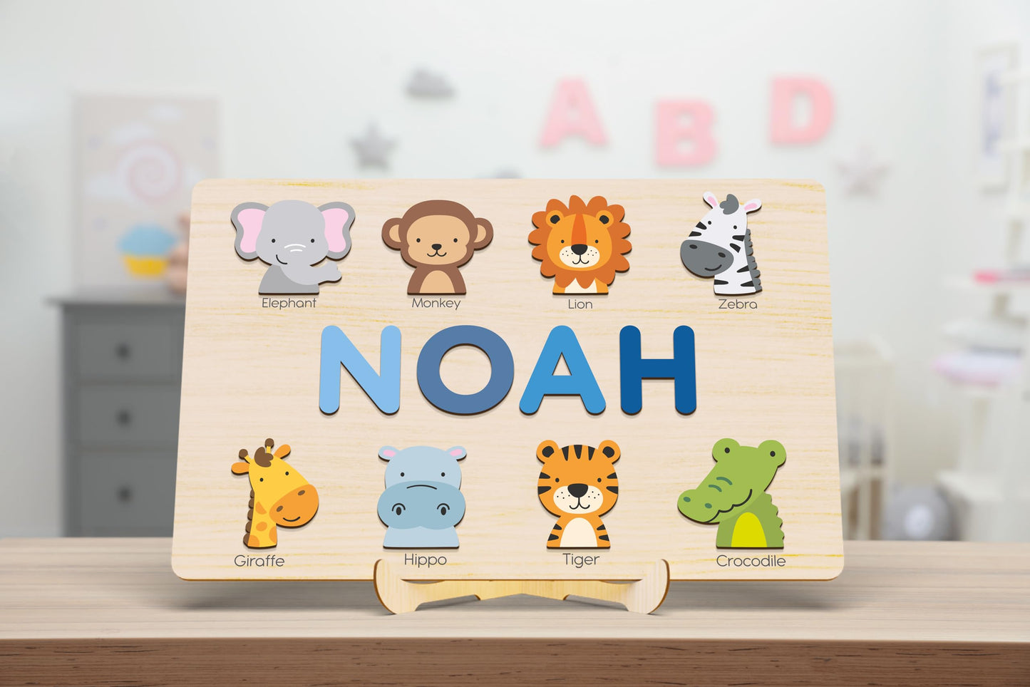 Handmade Name Puzzle, Personalized Puzzle Sign, Unique Baby Gift with Extra Gifts, Nursery Decor, New Baby Gift - WoodArtSupply