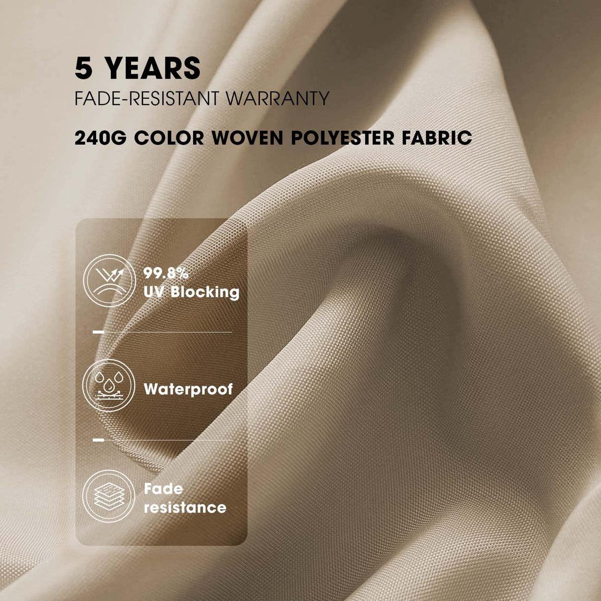 BLUU 15FT Solar LED Patio Umbrella with Base,Outdoor Double-Sided Umbrella with Crank Handle, Powerful UV Protective, for Pool Lawn Garden,Beige BLUU