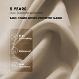 BLUU 15FT Solar LED Patio Umbrella with Base,Outdoor Double-Sided Umbrella with Crank Handle, Powerful UV Protective, for Pool Lawn Garden,Beige BLUU